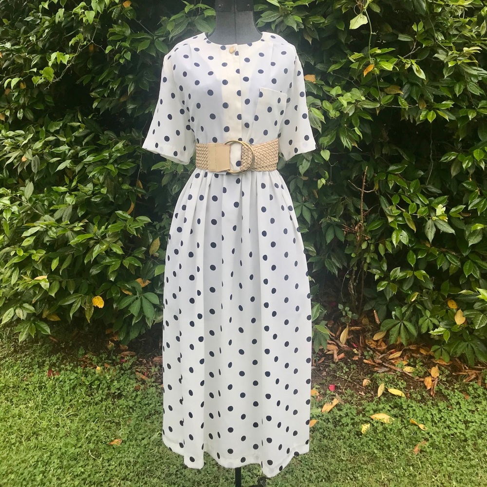 1980s Polka-Dot Midi Dress
